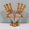 Discount Pamono Bamboo Fruit Cutlery in Holder, Solingen, Germany, 1950s