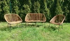 Pamono Bamboo Furniture Set, 1970s, Set of 4><noscript><img width=