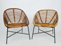 Pamono Bamboo Furniture Set, 1970s, Set of 4><noscript><img width=
