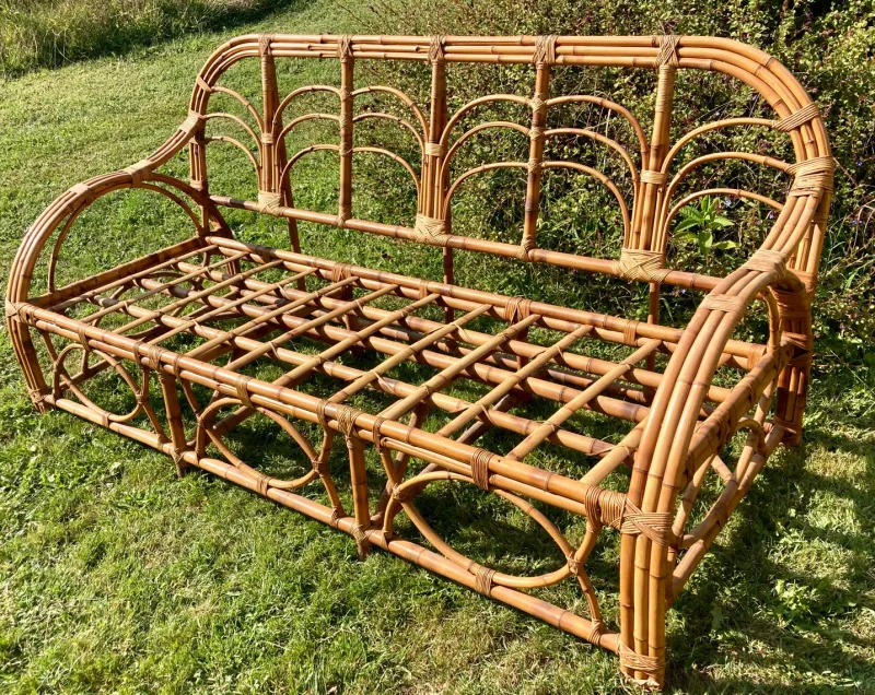 Pamono Bamboo Living Room in the style of Vivaï Del Sud, 1960s, Set of 4> Living Room Sets