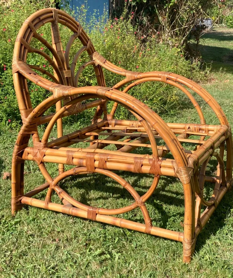 Pamono Bamboo Living Room in the style of Vivaï Del Sud, 1960s, Set of 4> Living Room Sets
