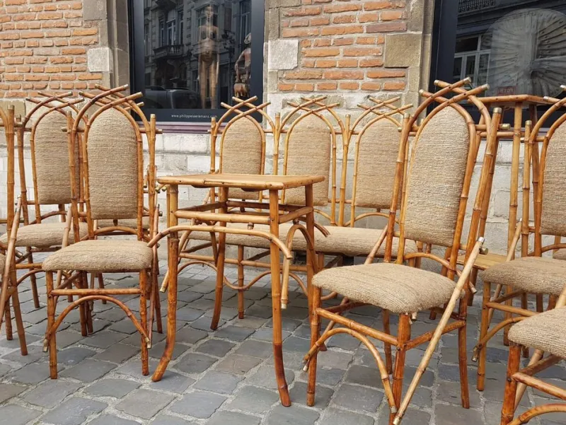 Pamono Bamboo Living Room Set by Giusto Puri Purini, 1950s, Set of 10