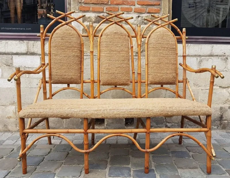 Pamono Bamboo Living Room Set by Giusto Puri Purini, 1950s, Set of 10