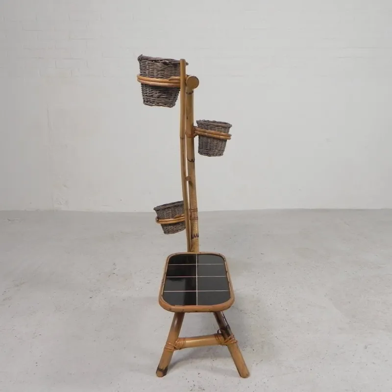 Online Pamono Bamboo Plant Stand with 3 Pots, 1950s, Set of 4