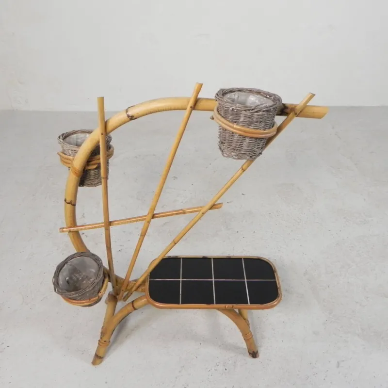 Online Pamono Bamboo Plant Stand with 3 Pots, 1950s, Set of 4