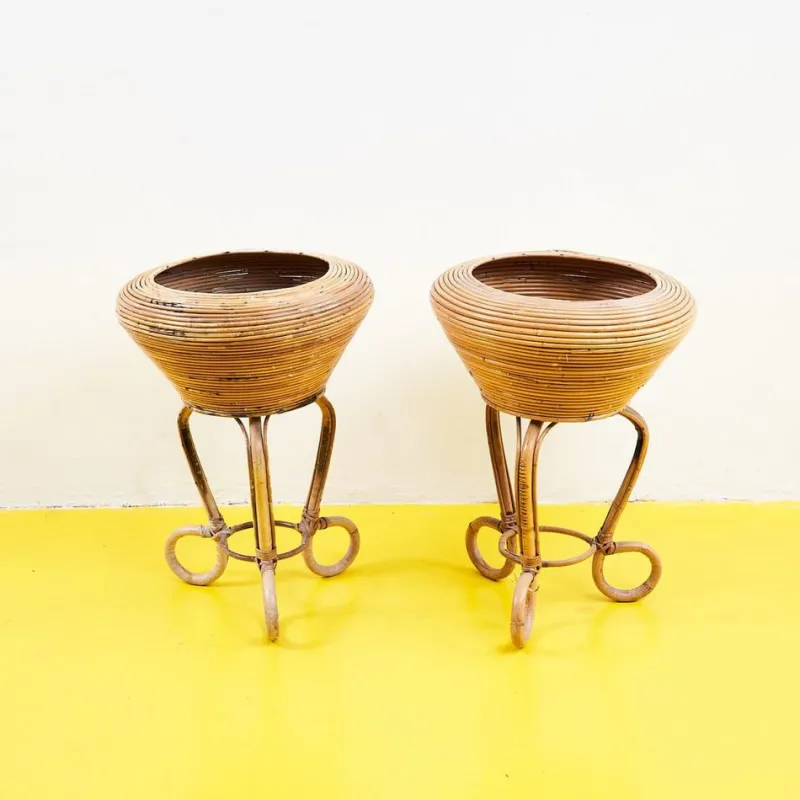 Pamono Bamboo Planters, Set of 2> Planters And Jardiniere