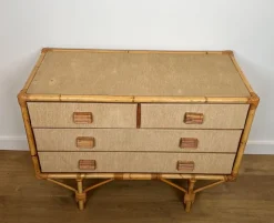 Pamono Bamboo, Rattan, Wood and Raffia Chest of Drawers by Audoux & Minet> Dressers, Commodes & Chests
