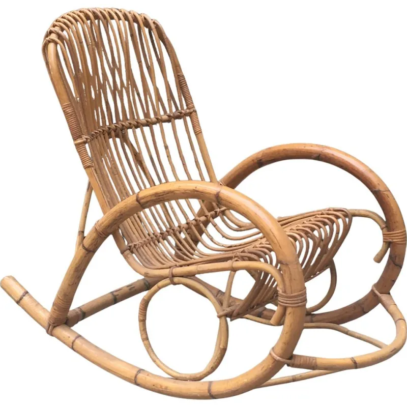 Outlet Pamono Bamboo Rocking Armchair, Italy, 1960s