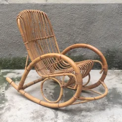 Outlet Pamono Bamboo Rocking Armchair, Italy, 1960s