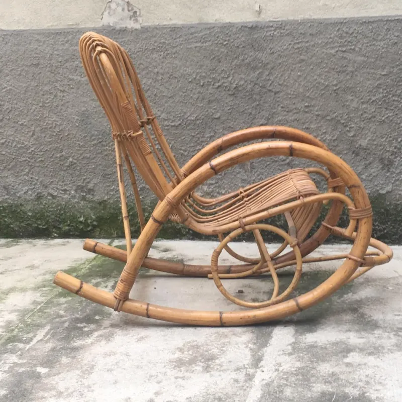 Outlet Pamono Bamboo Rocking Armchair, Italy, 1960s