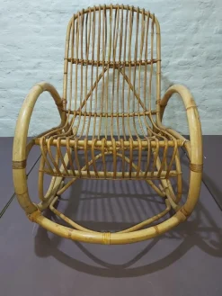 Hot Pamono Bamboo Rocking Chair by Rohé Noordwolde, 1960s