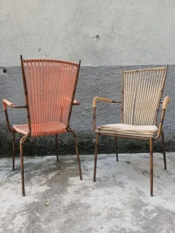 Pamono Bamboo Style Metal Chairs from Doncoc, Italy, 1950s, Set of 2