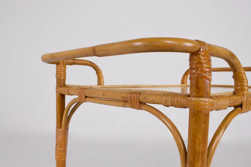 New Pamono Bamboo Trolley Serving Tray, 1960s