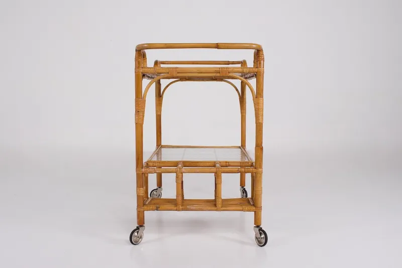 New Pamono Bamboo Trolley Serving Tray, 1960s