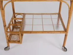 New Pamono Bamboo Trolley Serving Tray, 1960s