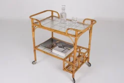 New Pamono Bamboo Trolley Serving Tray, 1960s