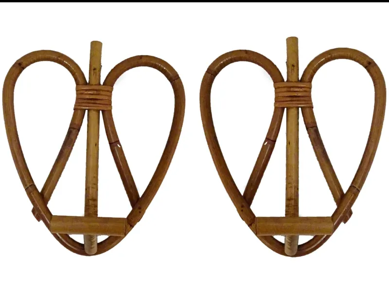 Pamono Bamboo Wall Hooks, 1960s, Set of 2> Racks, Hooks & Valets