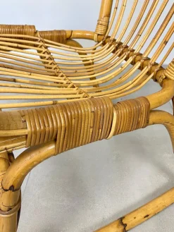 Pamono Bamboo Wicker Rocking Chair, Italy, 1960s