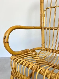 Pamono Bamboo Wicker Rocking Chair, Italy, 1960s