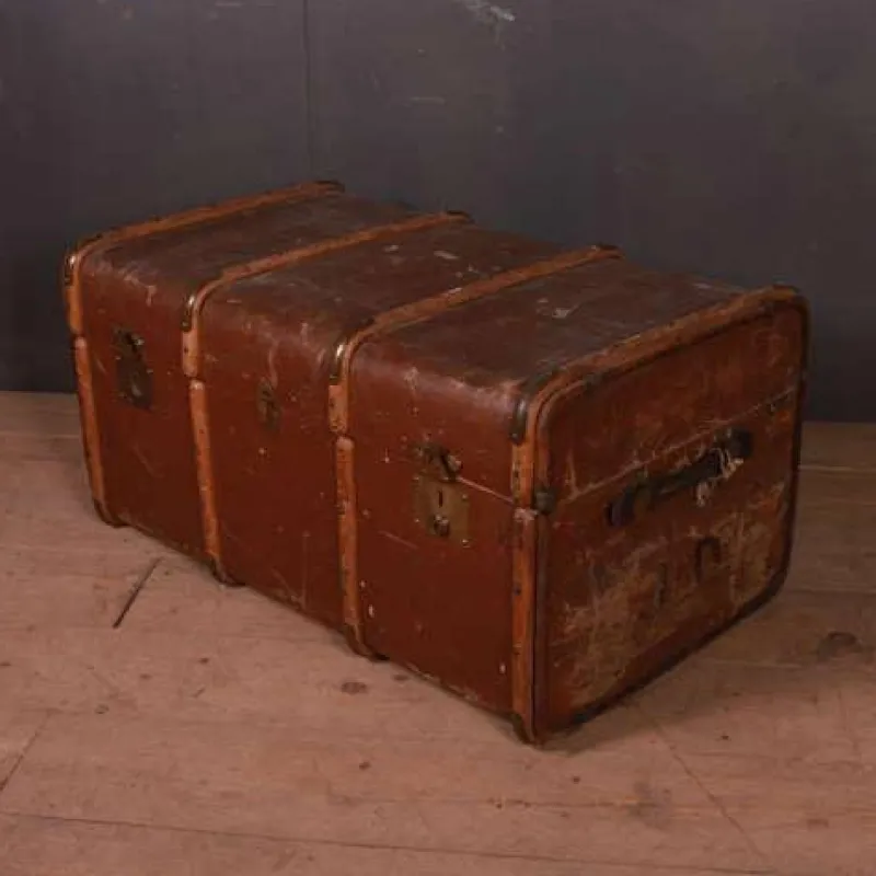 Pamono Banded Cabin Trunk, 1890s> Trunks Crates & Baskets