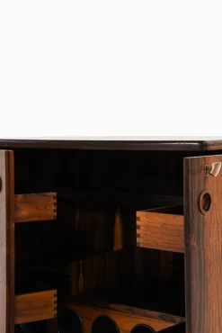 Pamono Bar Cabinet in Rosewood, Formica and Steel on Wheels attributed to Illum Wikkelsø, 1960s