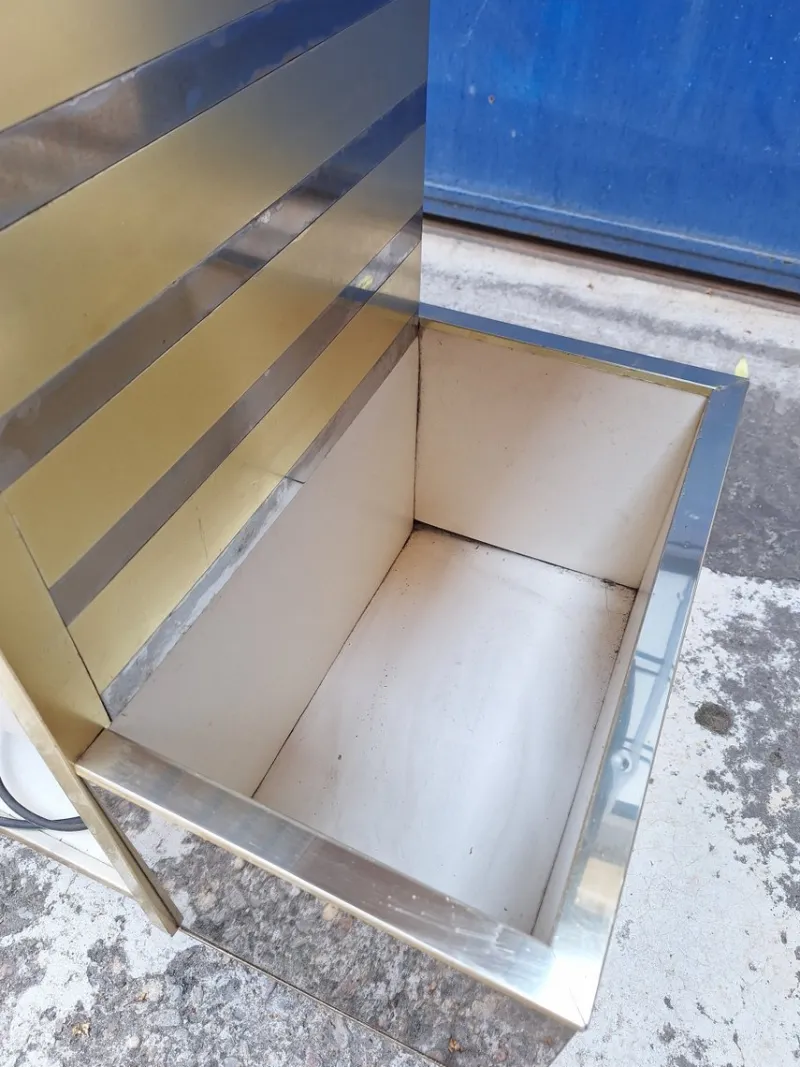 Pamono Bar Cabinet in Wood, Brass and Mirrored Glass from Stilglass Donati, Italy, 1970s> Worktables & Workbenches