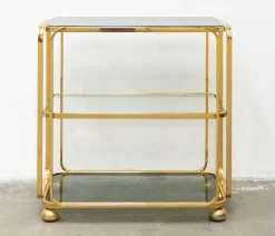 Pamono Bar Cart in Gilded Brass from Allegri, Italy, 1960s><noscript><img width=