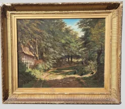 Hot Pamono Barbizon School Artist, Undergrowth Landscape, 19th Century, Oil on Canvas, Framed
