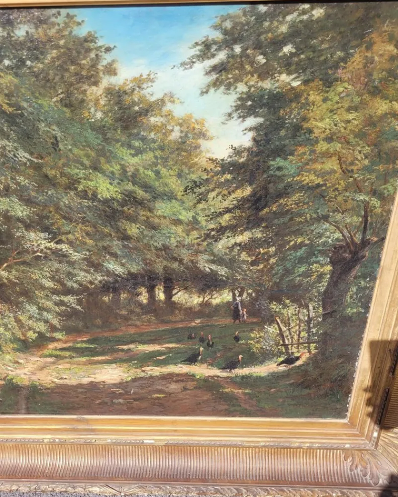 Hot Pamono Barbizon School Artist, Undergrowth Landscape, 19th Century, Oil on Canvas, Framed