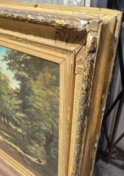 Hot Pamono Barbizon School Artist, Undergrowth Landscape, 19th Century, Oil on Canvas, Framed