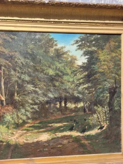 Hot Pamono Barbizon School Artist, Undergrowth Landscape, 19th Century, Oil on Canvas, Framed