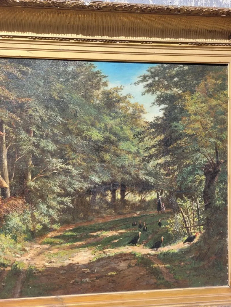 Hot Pamono Barbizon School Artist, Undergrowth Landscape, 19th Century, Oil on Canvas, Framed