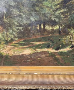 Hot Pamono Barbizon School Artist, Undergrowth Landscape, 19th Century, Oil on Canvas, Framed