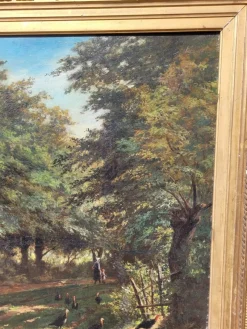 Hot Pamono Barbizon School Artist, Undergrowth Landscape, 19th Century, Oil on Canvas, Framed
