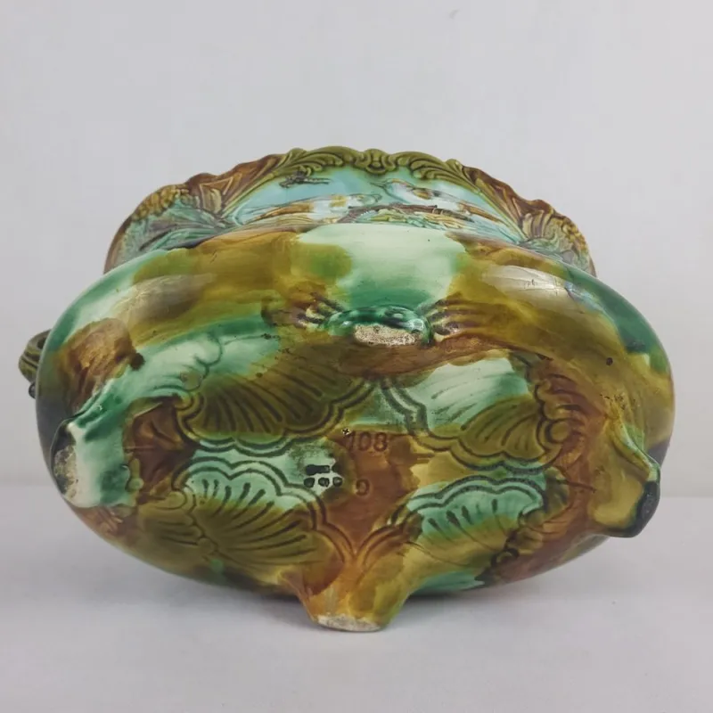 Online Pamono Barbotine Cache Pot from Faïencerie de Nimy, 19th Century