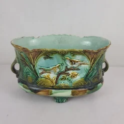 Online Pamono Barbotine Cache Pot from Faïencerie de Nimy, 19th Century