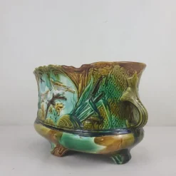 Online Pamono Barbotine Cache Pot from Faïencerie de Nimy, 19th Century