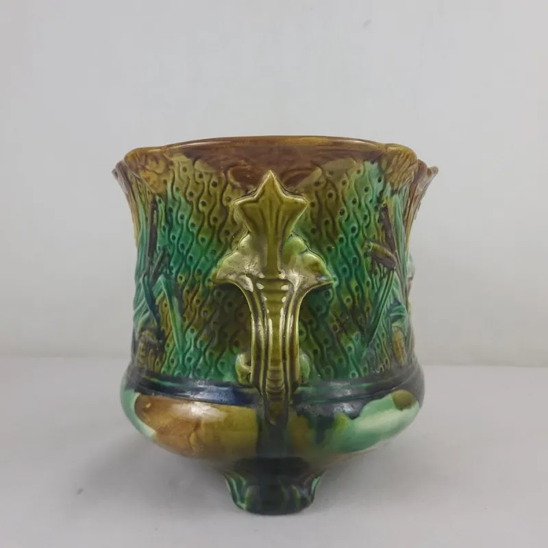Online Pamono Barbotine Cache Pot from Faïencerie de Nimy, 19th Century