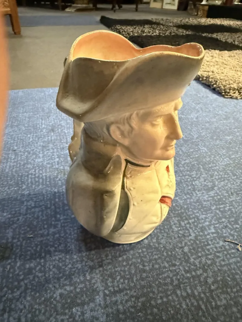 Pamono Barbotine Pitcher with the Image of Napoleon, 1920s> Bottles, Carafes & Jugs