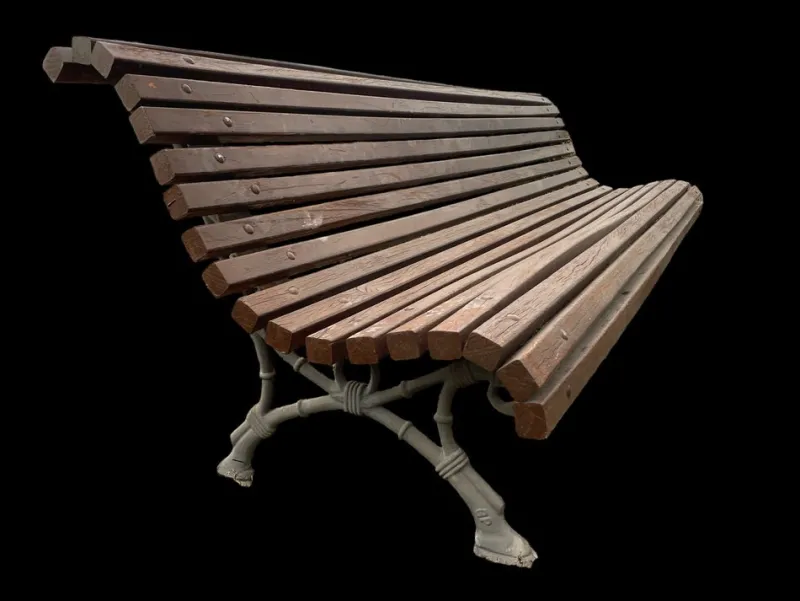 Pamono Barcelona Bench in Cast Iron and Wood, 1950s> Benches