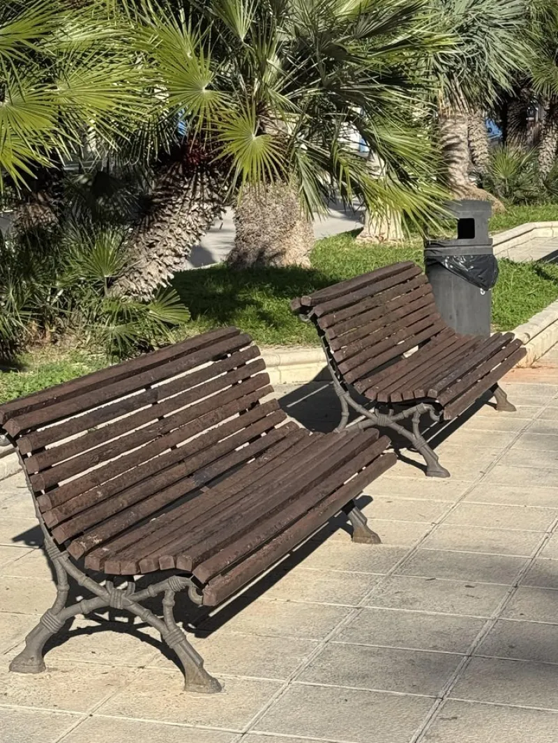 Pamono Barcelona Bench in Cast Iron and Wood, 1950s> Benches