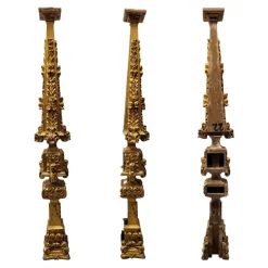 Pamono Baroque Altar Stipe or Pedestal in Carved and Gilded Wood, 17th-18th Century> Pedestals And Columns