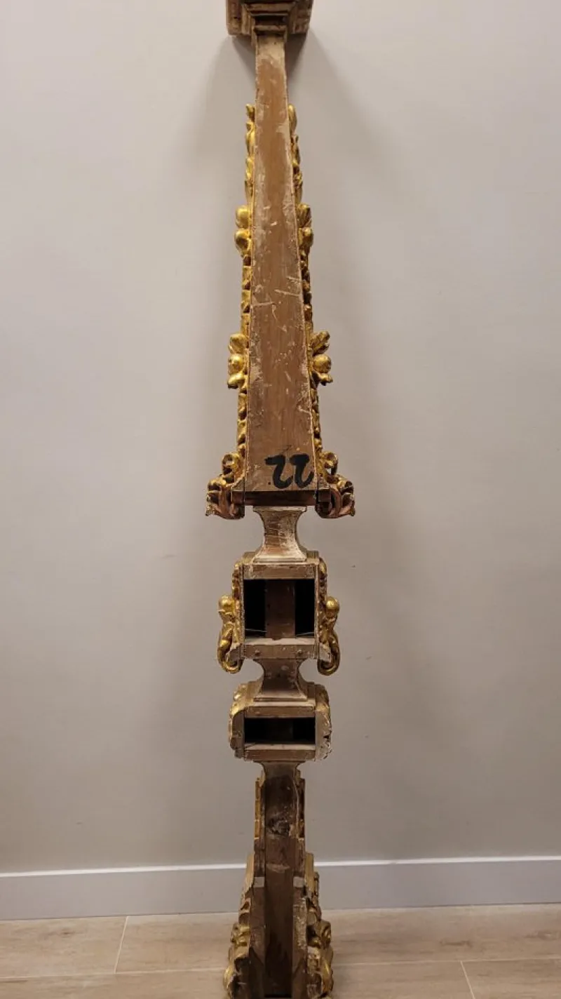Pamono Baroque Altar Stipe or Pedestal in Carved and Gilded Wood, 17th-18th Century> Pedestals And Columns