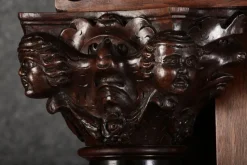 Pamono Baroque Cabinet Amsterdam Schapp, 5 Ebonized Columns, Pillow Fillings, Carved Chapters - Doors - Cornice, Secret Compartment, on High Feet, 1880><noscript><img width=