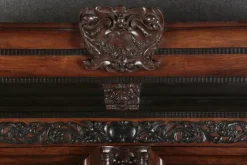 Pamono Baroque Cabinet Amsterdam Schapp, 5 Ebonized Columns, Pillow Fillings, Carved Chapters - Doors - Cornice, Secret Compartment, on High Feet, 1880><noscript><img width=