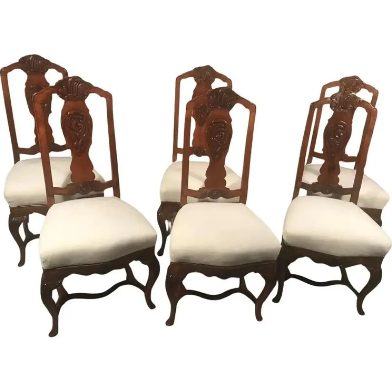 Pamono Baroque Chairs, Germany, 1750s, Set of 6> Side Chairs & Dining Chairs
