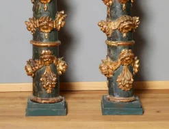 Pamono Baroque Colored Columns in Wood, South Germany, 1750, Set of 2><noscript><img width=