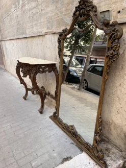 Online Pamono Baroque Console and Mirror in Wood, 1900s, Set of 2