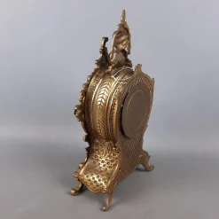 Pamono Baroque Mechanical Table Clock in Golden Brass, 1960s><noscript><img width=