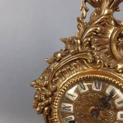 Pamono Baroque Mechanical Table Clock in Golden Brass, 1960s><noscript><img width=